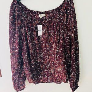 LOFT Floral Square Neck Peplum Blouse